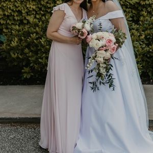 Azazie Claudine Blushing Pink bridesmaid dress, size A4